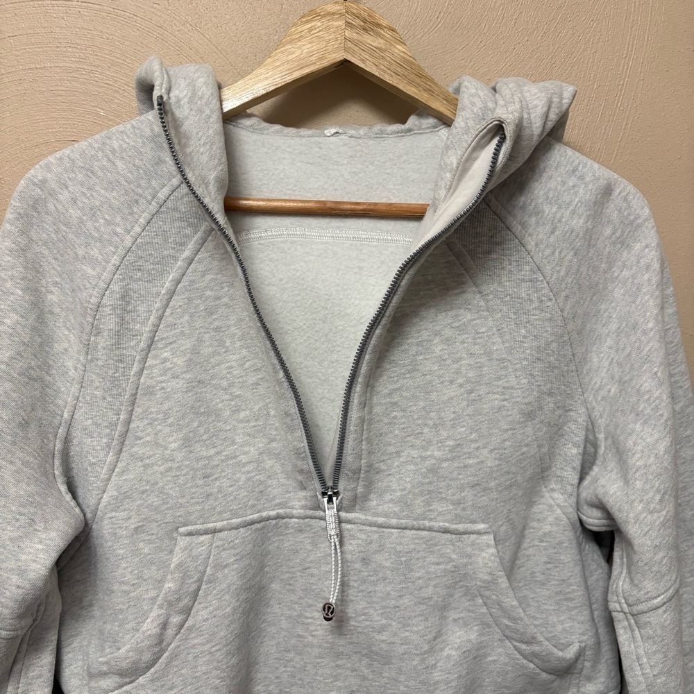 Lululemon Scuba Oversized 1/2 Zip Hoodie Heathered Core Ultra Light Grey XS/S - Picture 9 of 14